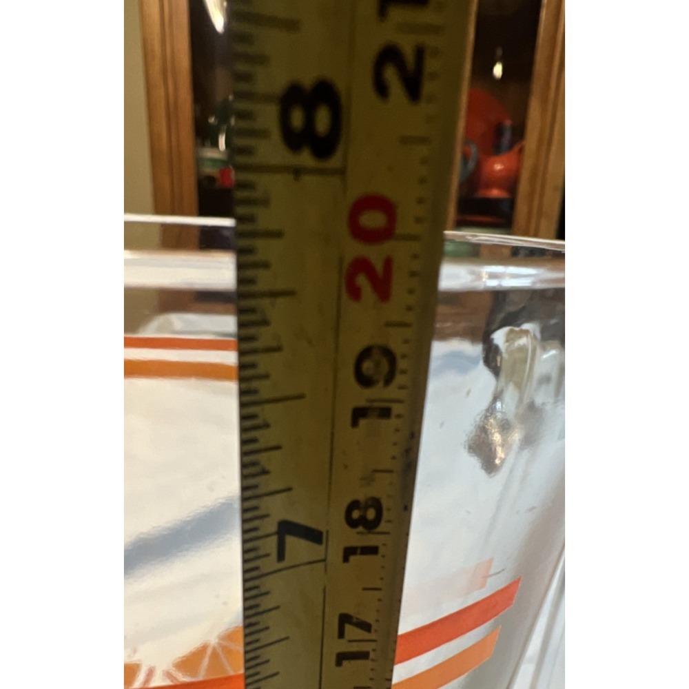 Vintage Clear Glass Pitcher Orange Citrus Slice Stripes Retro Juice Carafe‎ 8in - Picture 6 of 9